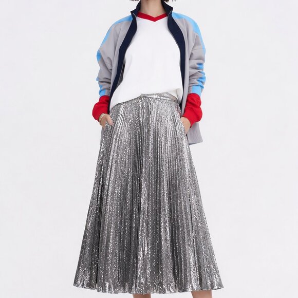MSGM Dresses & Skirts - New! MSGM Sequin Pleated Midi Skirt
